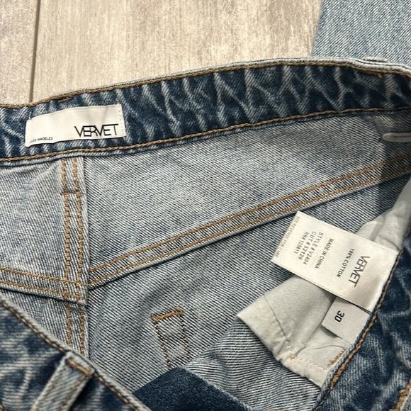 VERVET light wash high waisted ankle cropped flare distressed jeans Q29 - Picture 5 of 7